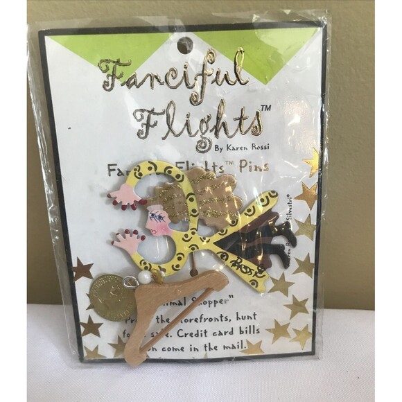 KAREN ROSSI Fanciful‎ Flights  Lady SHOPPER stick Pin NEW IN PACKAGE - Picture 1 of 5